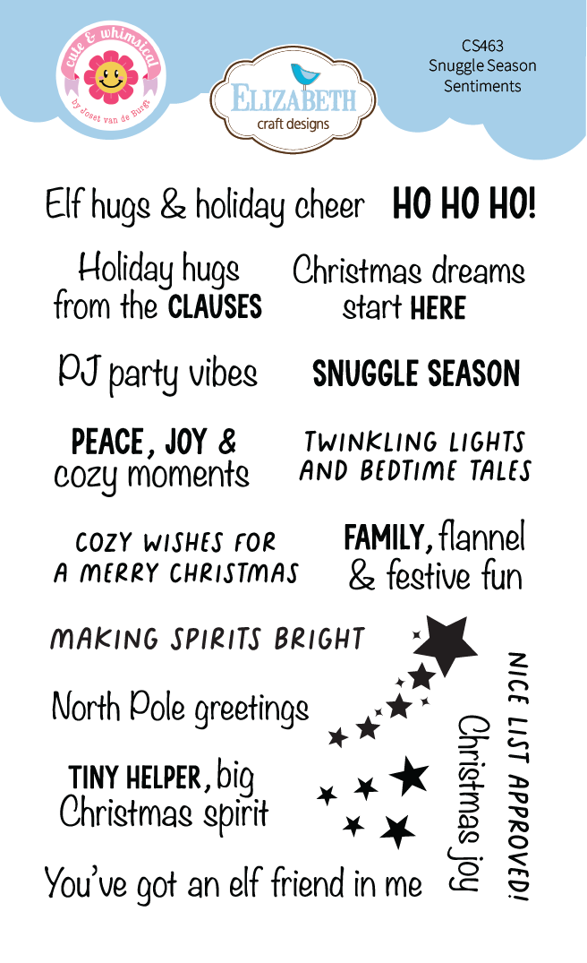 Elizabeth Craft Designs Snuggle Season Sentiments Stamp Set